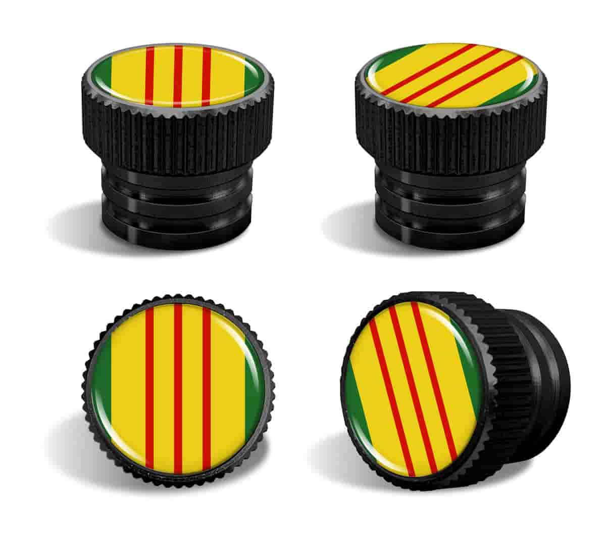 Vietnam Veteran Tire Valve Stem Caps – Black Aluminum Set of 4